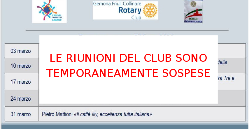 Riunioni del mese in corso Riunioni del mese in corso