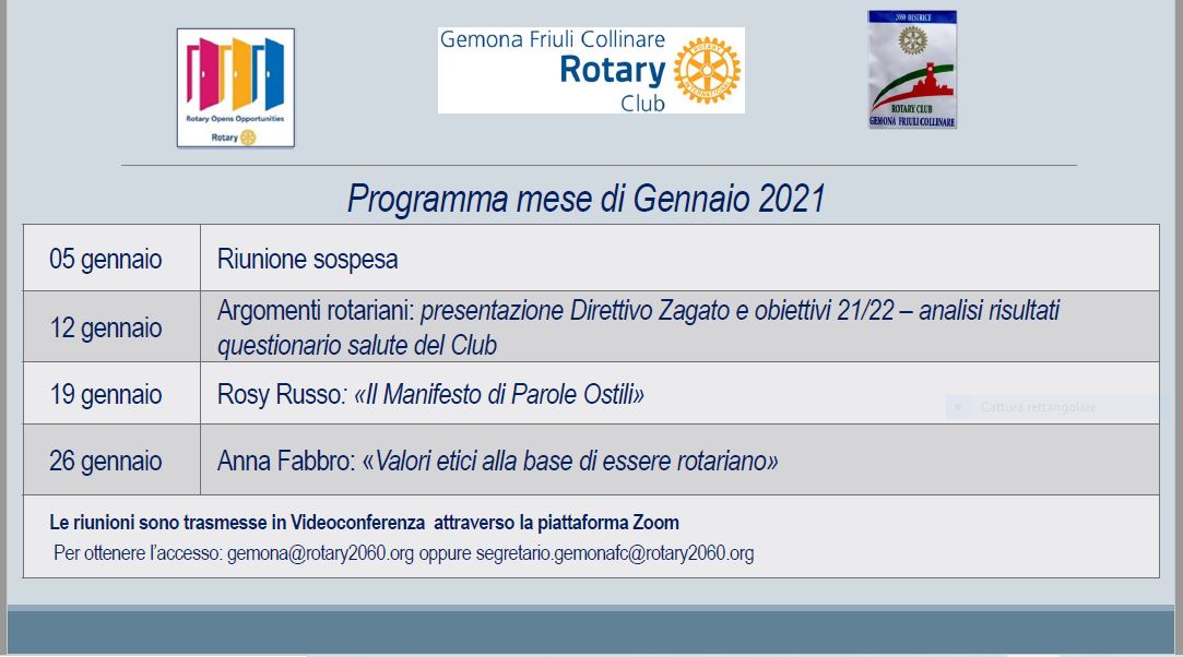 Riunioni del mese in corso Riunioni del mese in corso